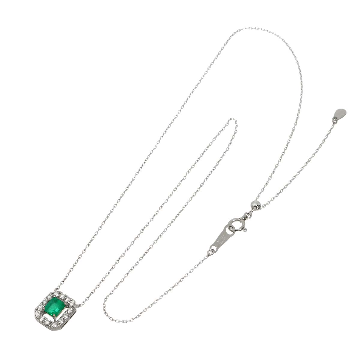 Emerald Diamond 0.28ct Necklace Platinum