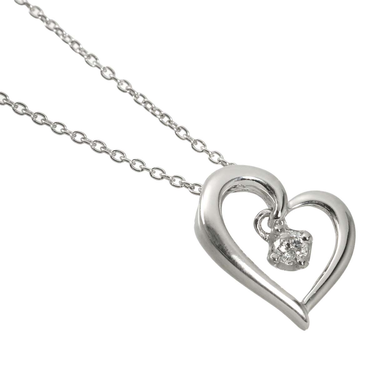 Heart Diamond Necklace 18K White Gold 750