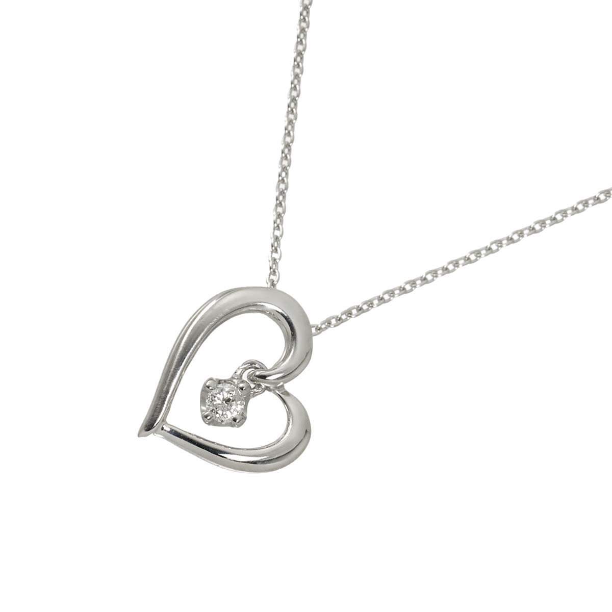 Heart Diamond Necklace 18K White Gold 750