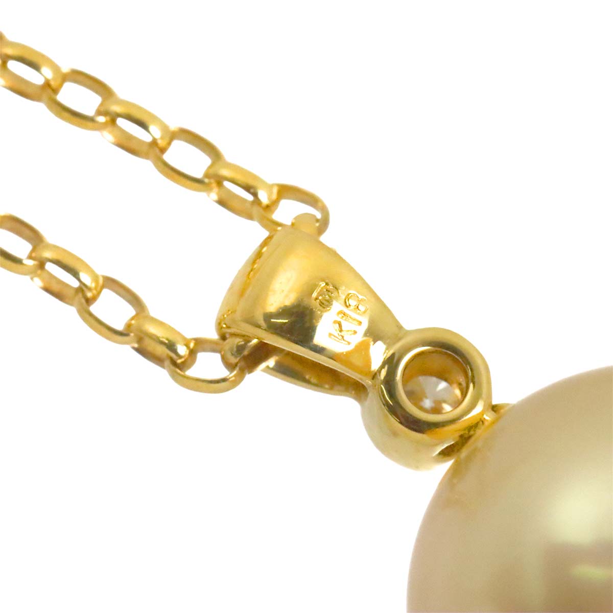 South Sea pearl 11.5mm Diamond Necklace 18K YG 750