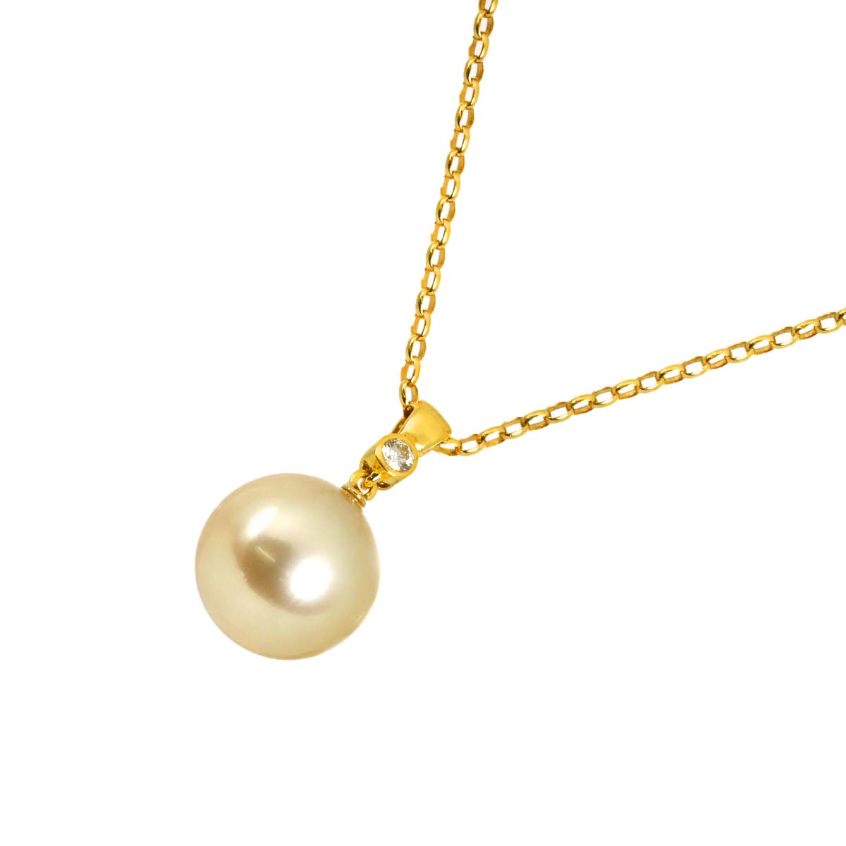 South Sea pearl 11.5mm Diamond Necklace 18K YG 750