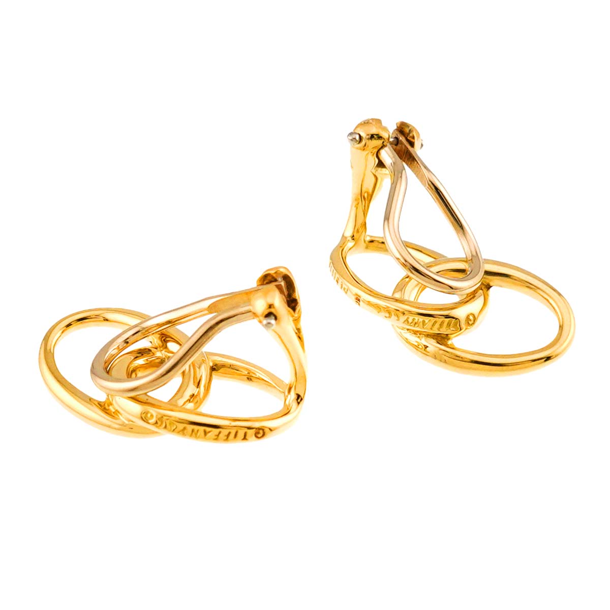 Double loop Earrings Clip on 18K Yellow Gold 750