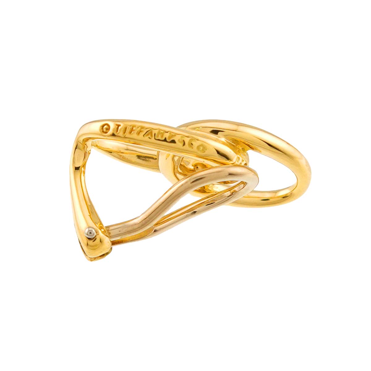 Double loop Earrings Clip on 18K Yellow Gold 750