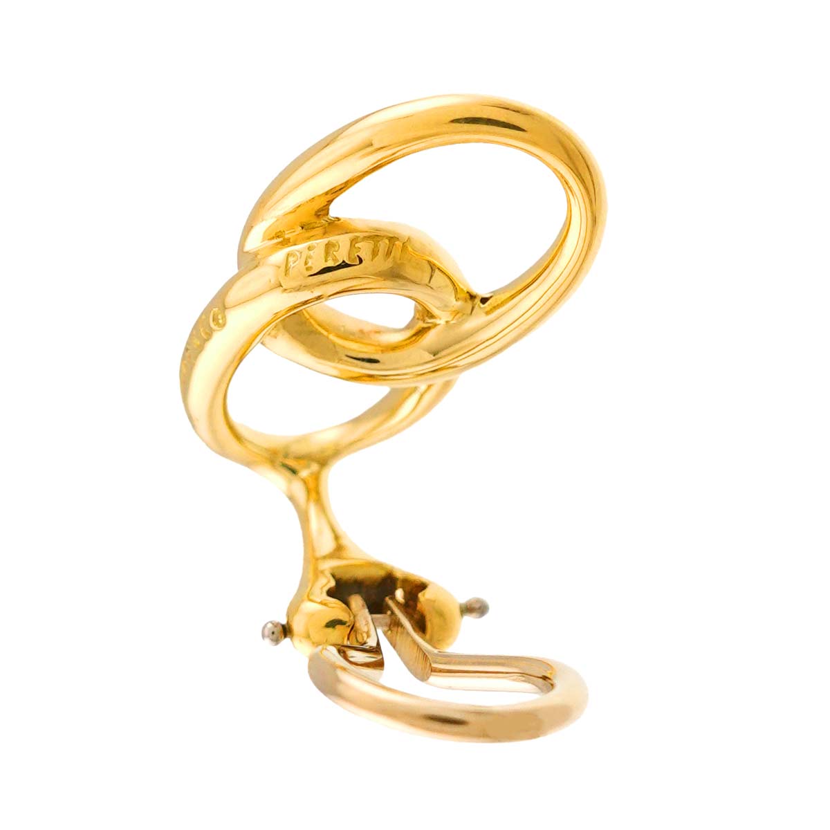Double loop Earrings Clip on 18K Yellow Gold 750