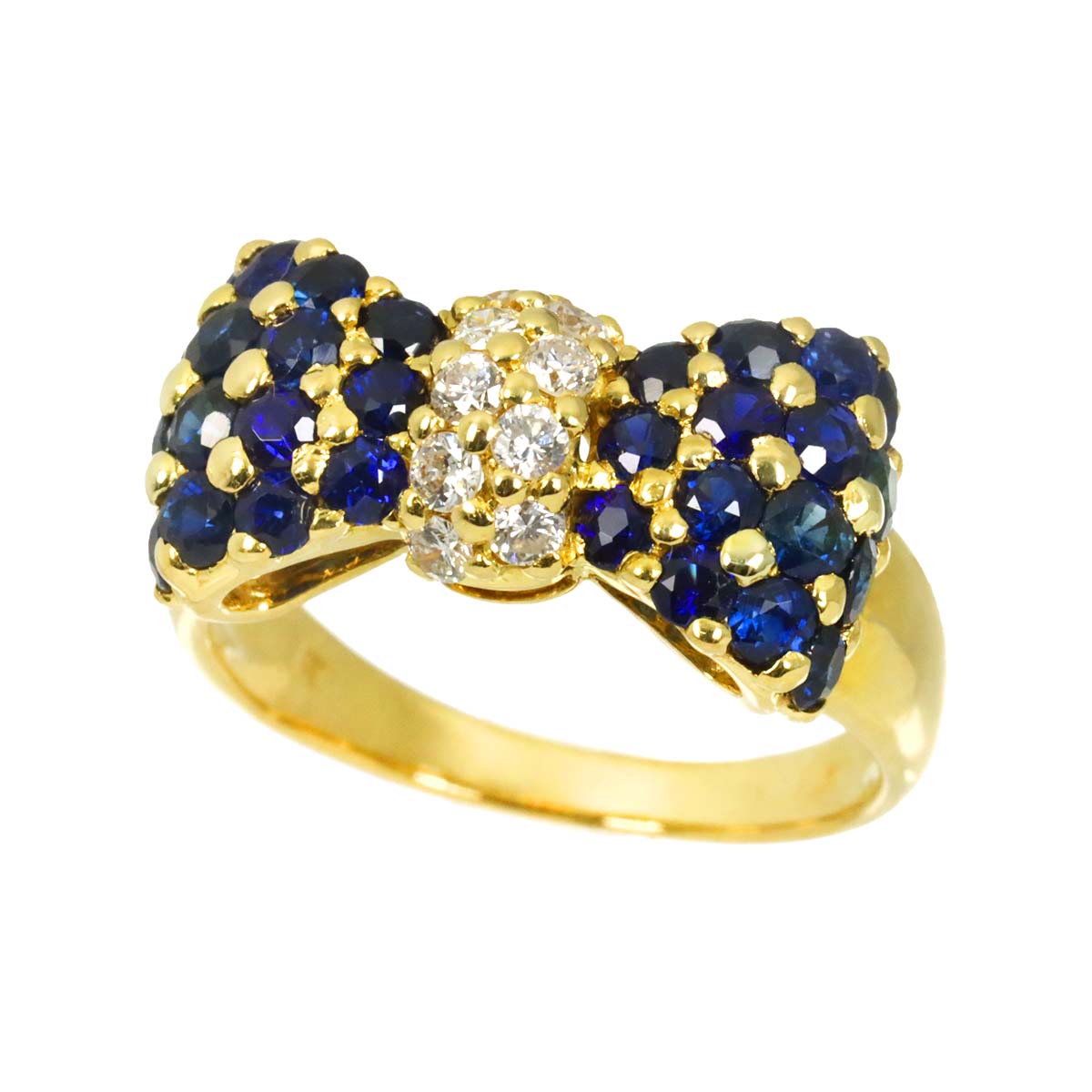 Sapphire 2.27ct Diamond 0.28ct Ring 18K YG Size6.75(US)