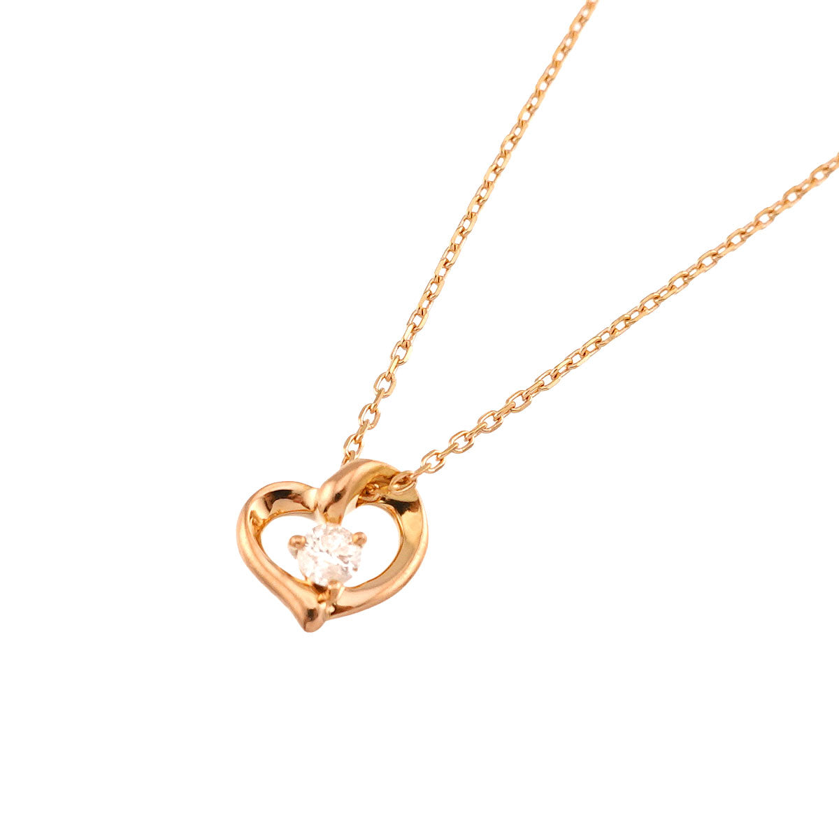 Diamond Heart Necklace 18K Pink Gold 750