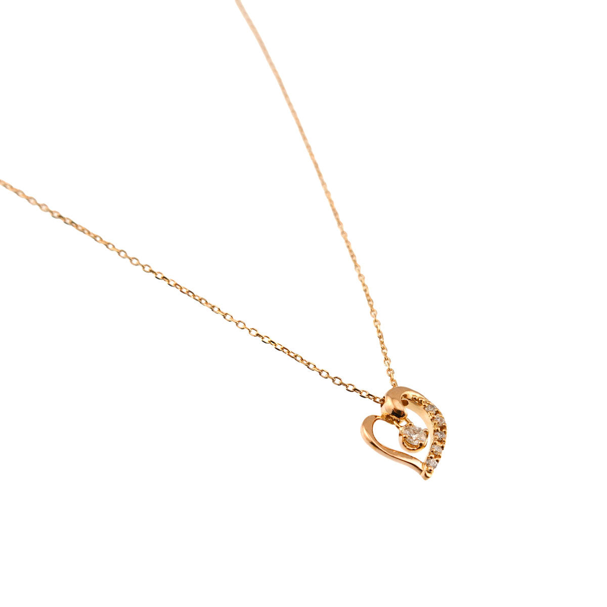 Diamond Heart Necklace 18K Pink Gold 750