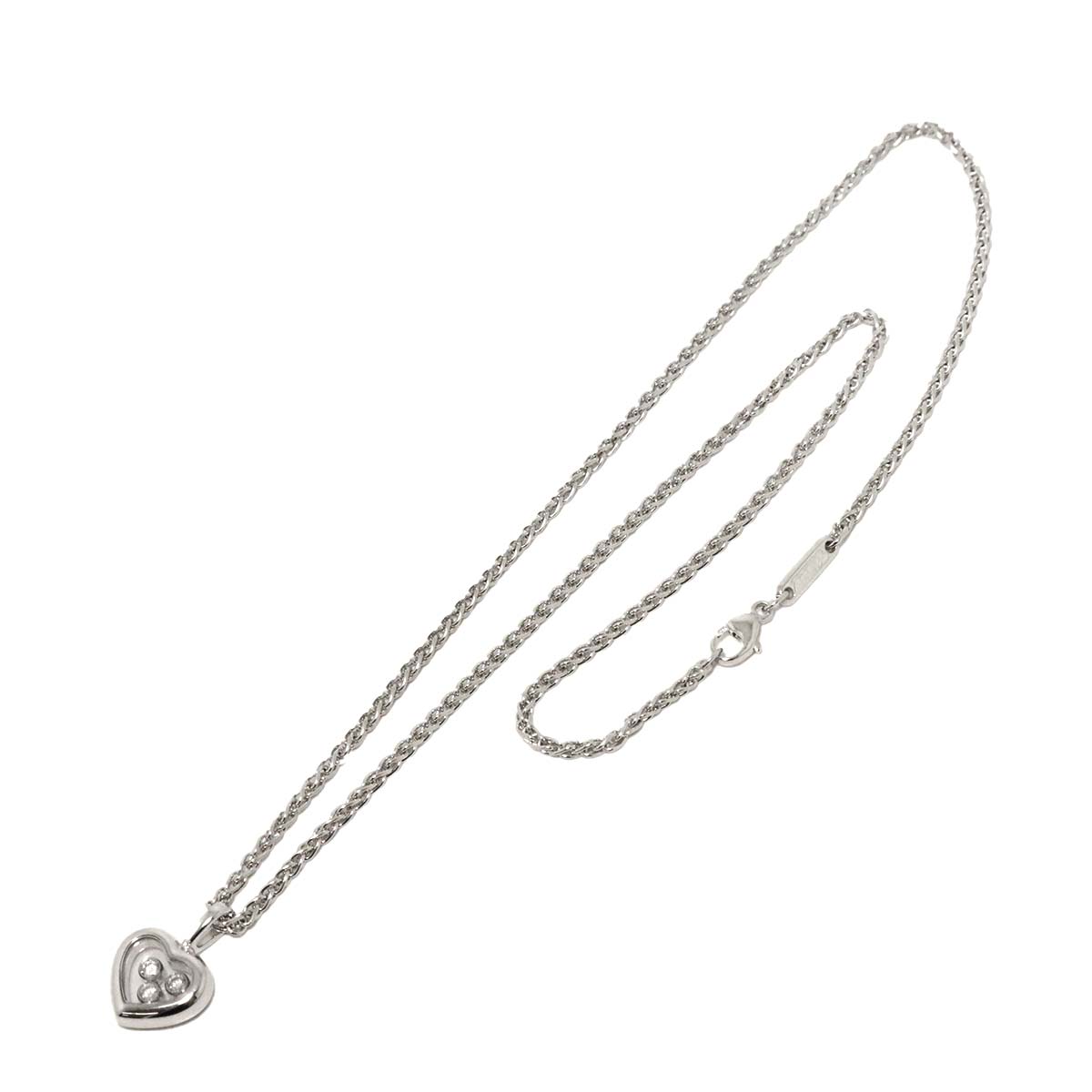 Happy Diamond Heart Necklace 18K White Gold 750