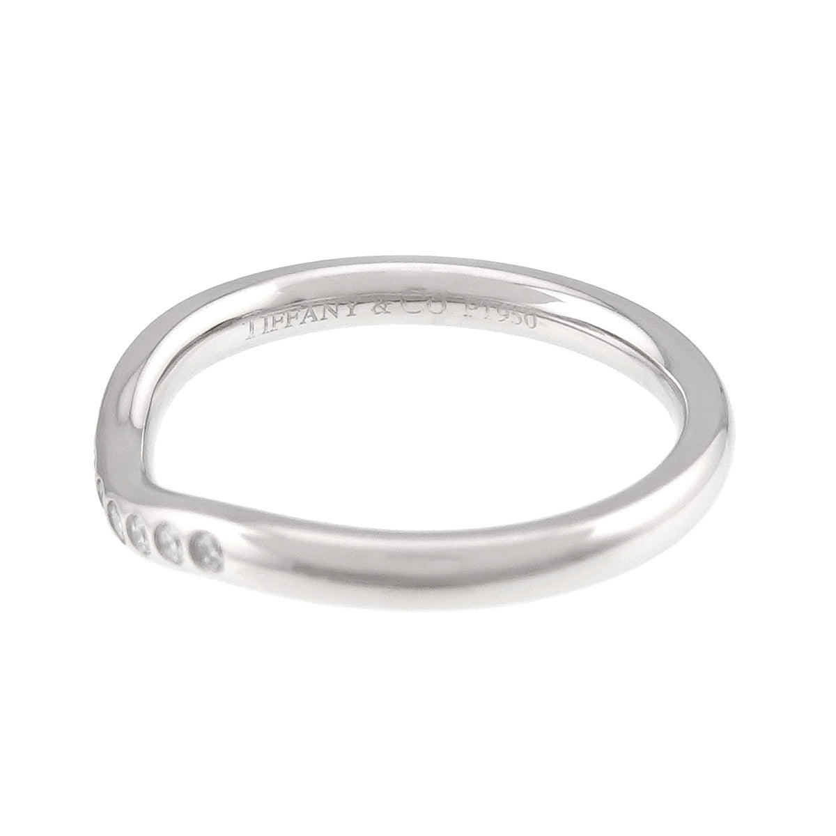 Curved Band Diamond Ring Platinum size4.5(US)