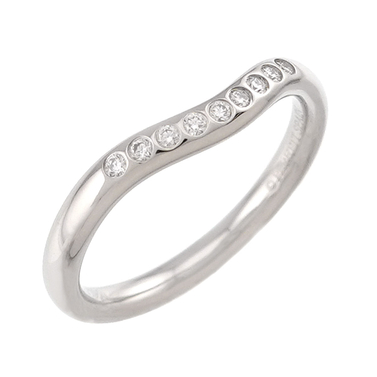 Curved Band Diamond Ring Platinum size4.5(US)