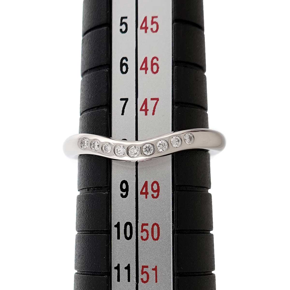Curved Band Diamond Ring Platinum size4.5(US)