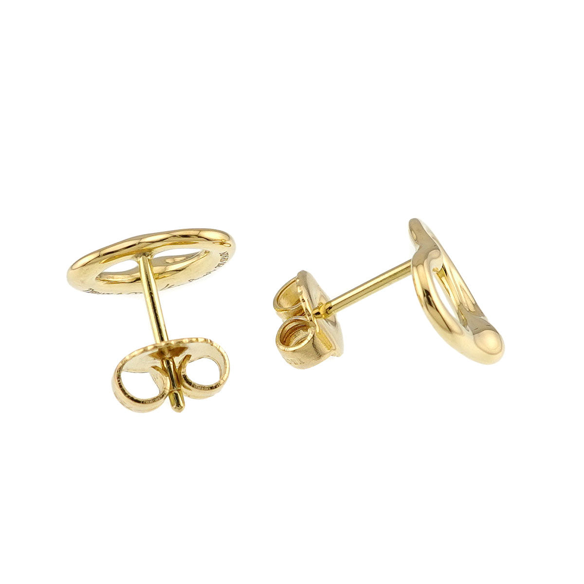 Open Heart Earrings Pierced 18K Yellow Gold 750
