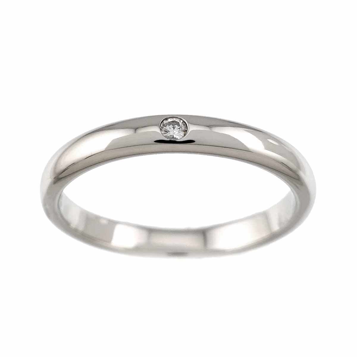 Stacking Band Ring Diamond 1P Pt Size7.25(US)