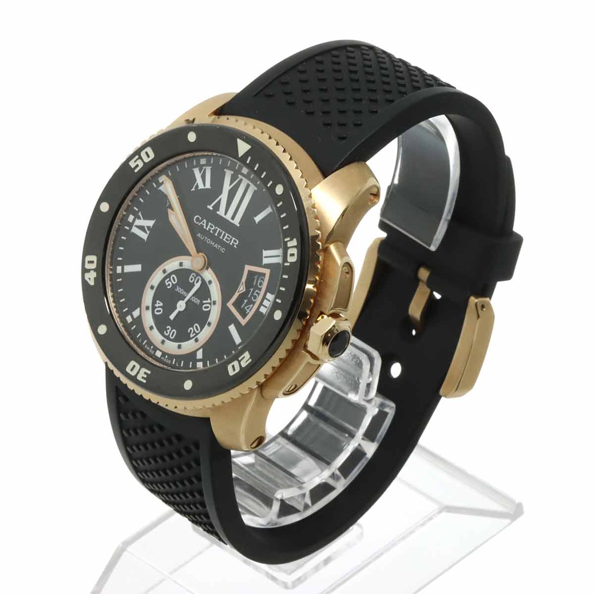 Calibre de Cartier Diver W7100052 Date 750 PG Black Dial Mens