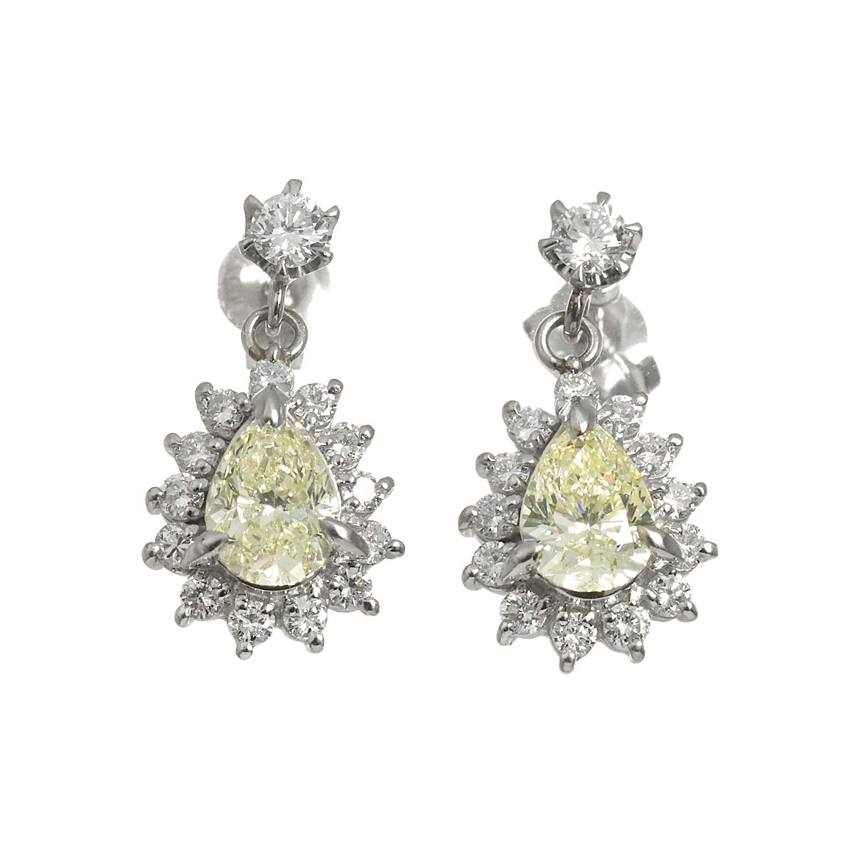 Diamond 0.508ct/0.508ct 0.196ct/0.198ct Earrings Pierced Pt Platinum
