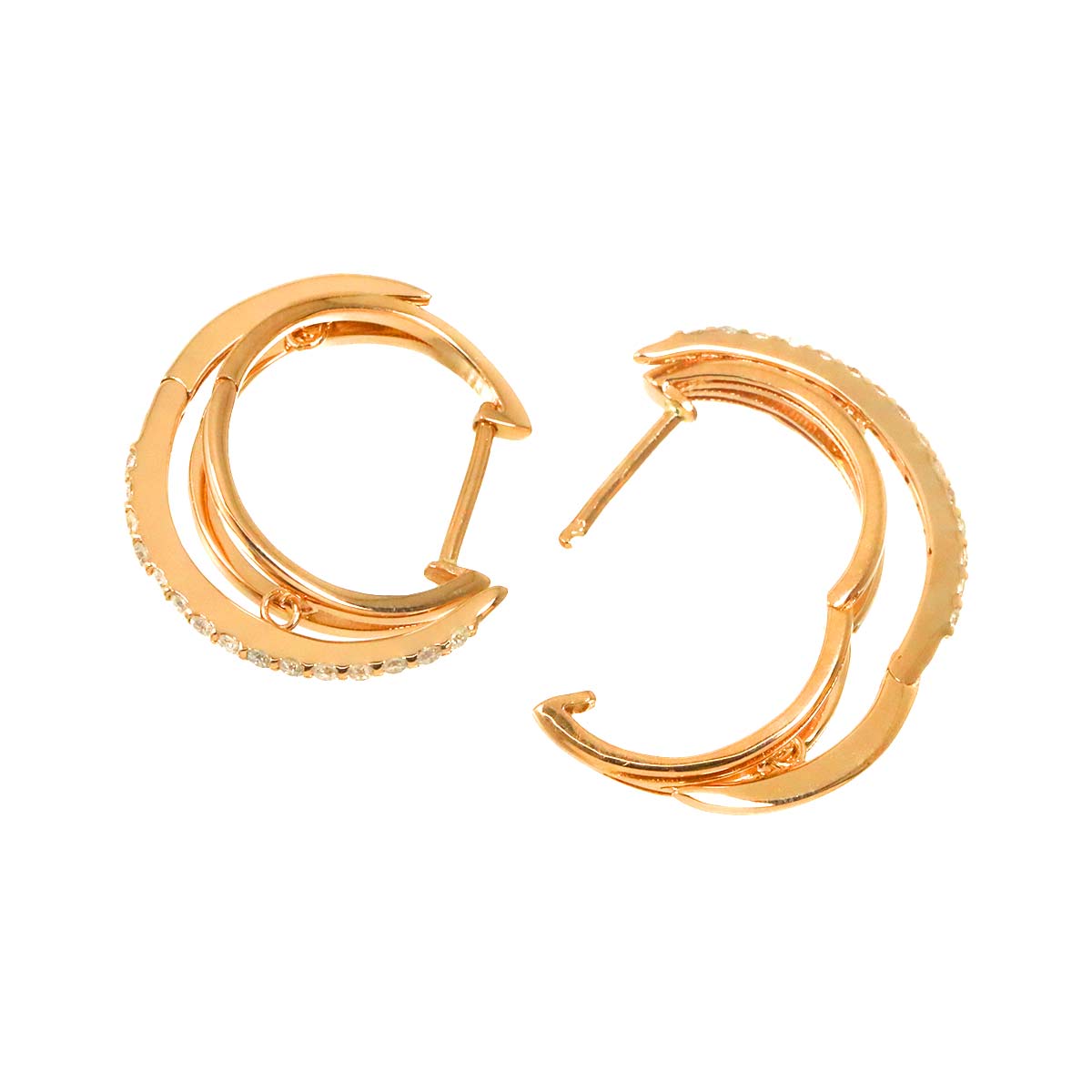 Diamond 0.15ct/0.15ct Earrings Pierced 18K PG Pink Gold 750