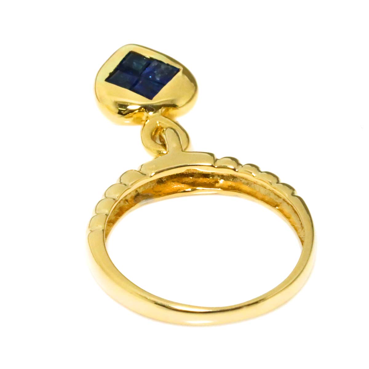 Sapphire 0.40ct Diamond 0.07ct Ring 18K K18 YG Yellow Gold 4(US)