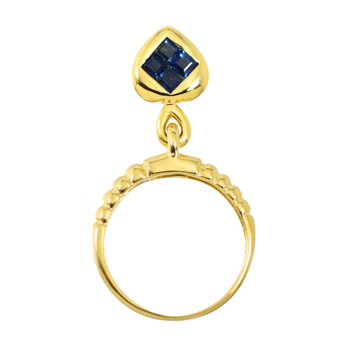 Sapphire 0.40ct Diamond 0.07ct Ring 18K K18 YG Yellow Gold 4(US)