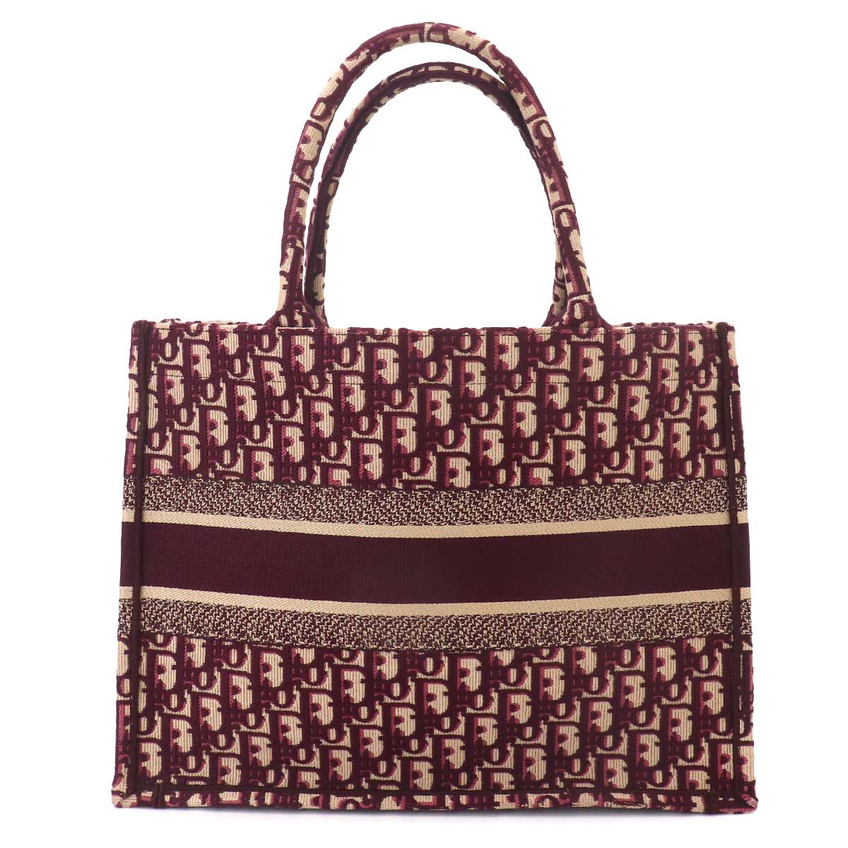Oblique Book Tote Medium Bag Canvas Bordeaux M1296ZRIW