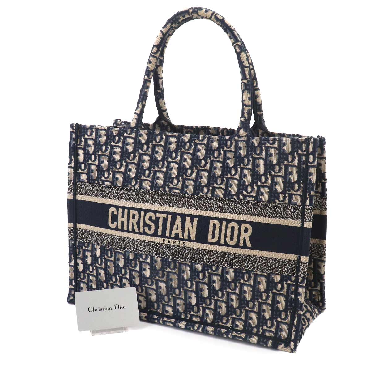 Oblique Book Tote Medium Bag Canvas Navy M1296ZRIW