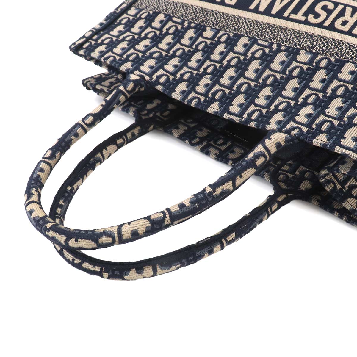 Oblique Book Tote Medium Bag Canvas Navy M1296ZRIW