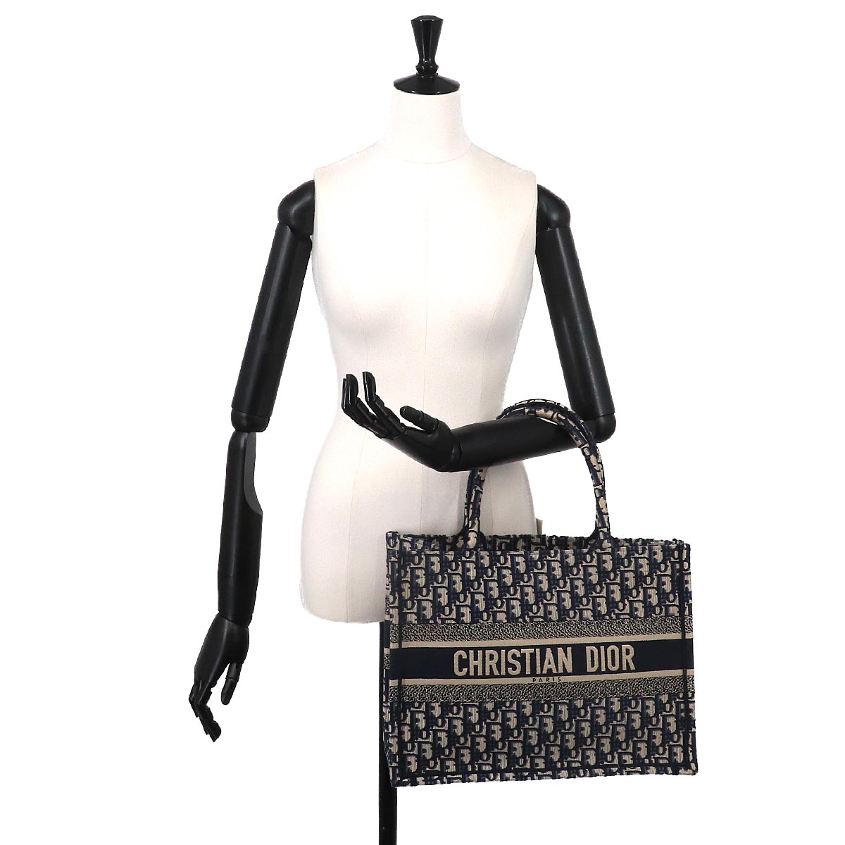 Oblique Book Tote Medium Bag Canvas Navy M1296ZRIW