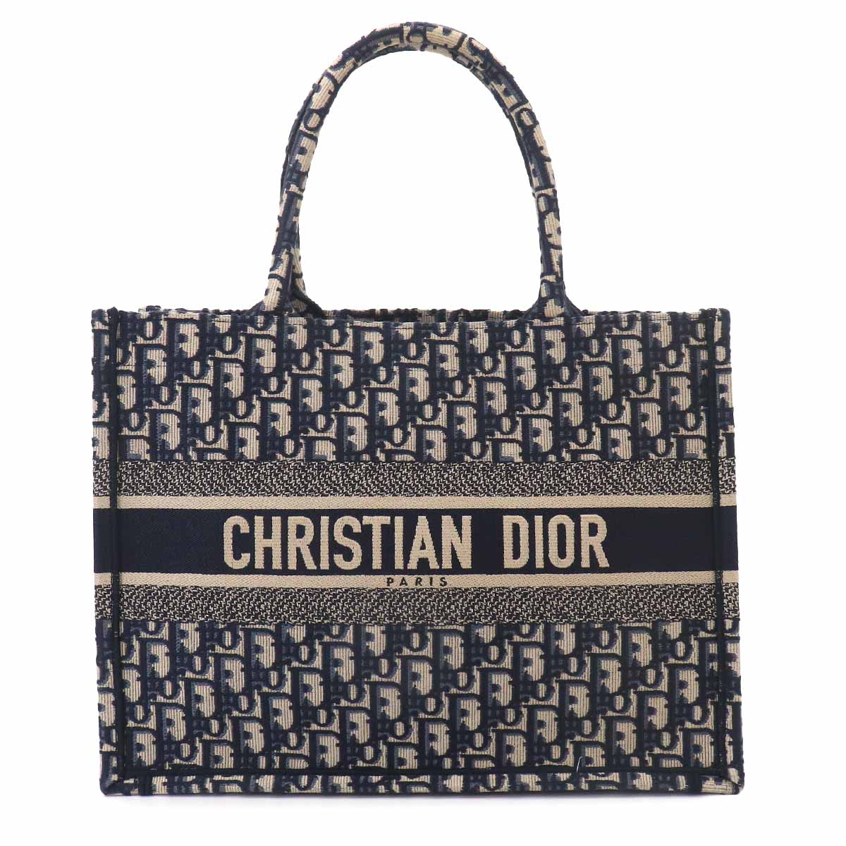 Oblique Book Tote Medium Bag Canvas Navy M1296ZRIW