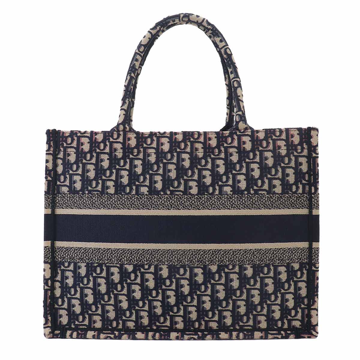 Oblique Book Tote Medium Bag Canvas Navy M1296ZRIW