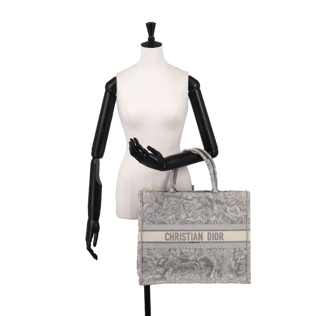 Toile De Jouy Book Tote Large Bag Canvas Gray M1286ZTDT