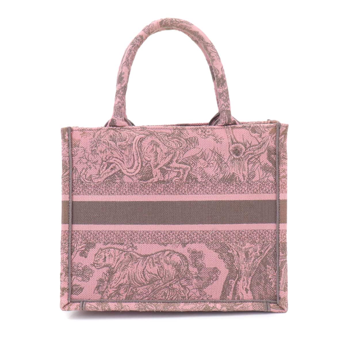 Toile De Jouy Book Tote Small Bag Canvas Pink Gray