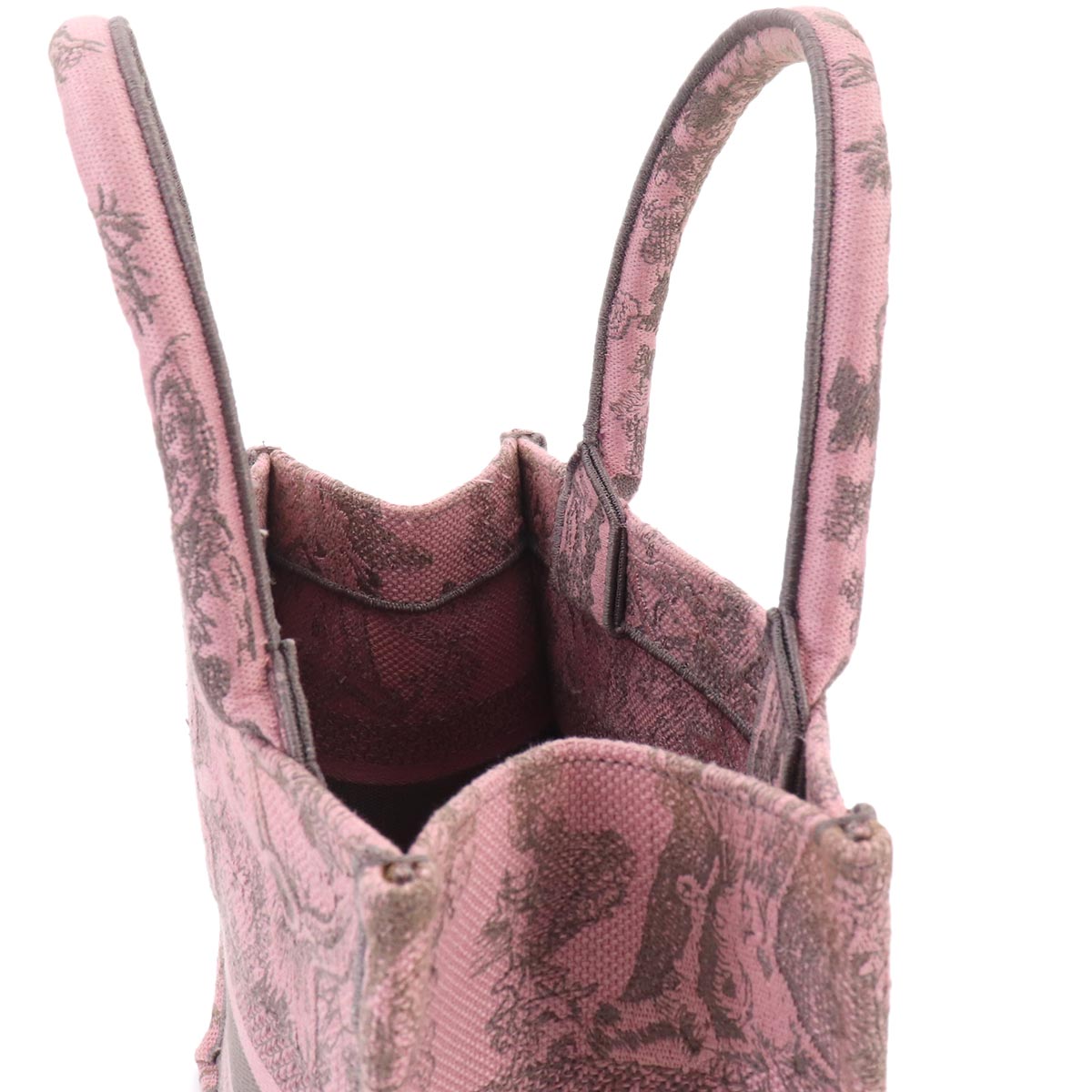 Toile De Jouy Book Tote Small Bag Canvas Pink Gray