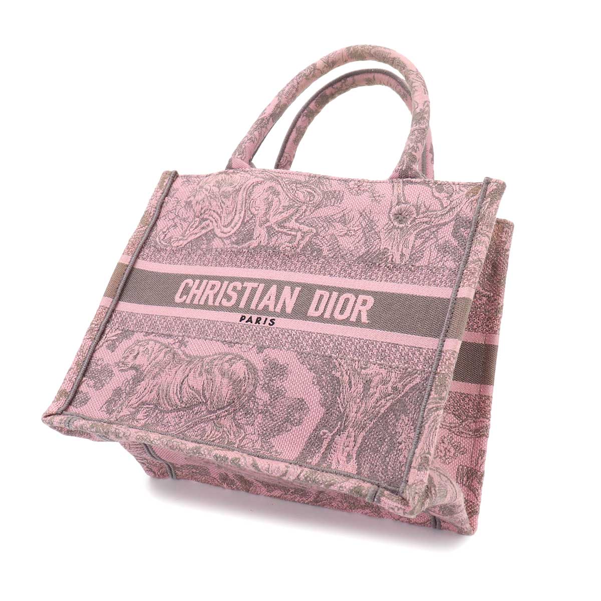 Toile De Jouy Book Tote Small Bag Canvas Pink Gray
