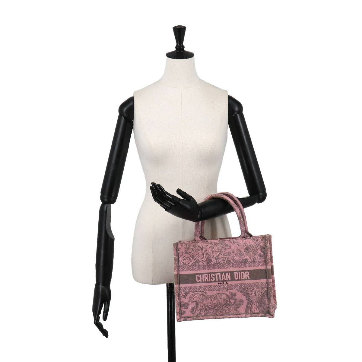 Toile De Jouy Book Tote Small Bag Canvas Pink Gray