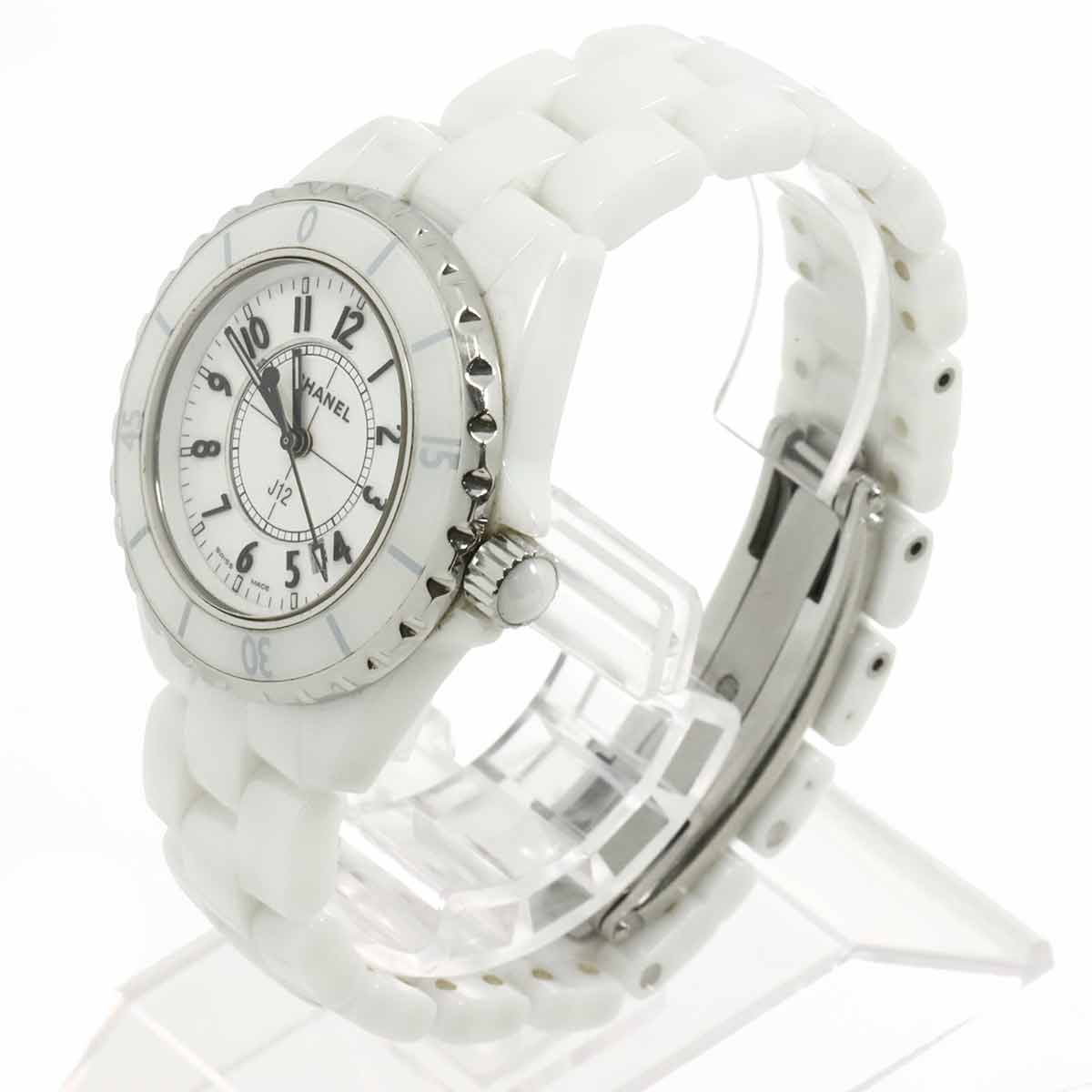 J12 33mm H0968 Date Ceramic Quartz White Dial Ladies Watch