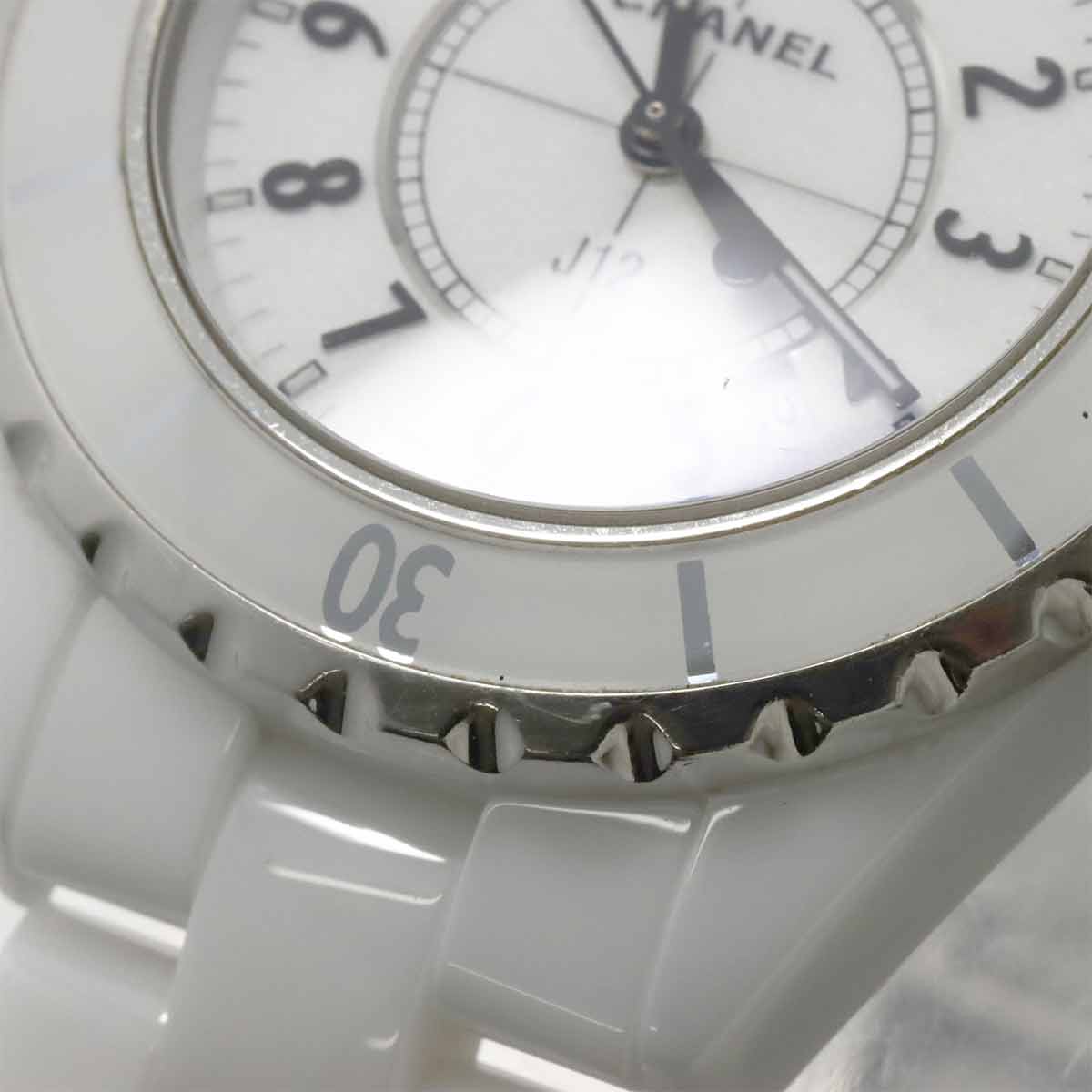 J12 33mm H0968 Date Ceramic Quartz White Dial Ladies Watch