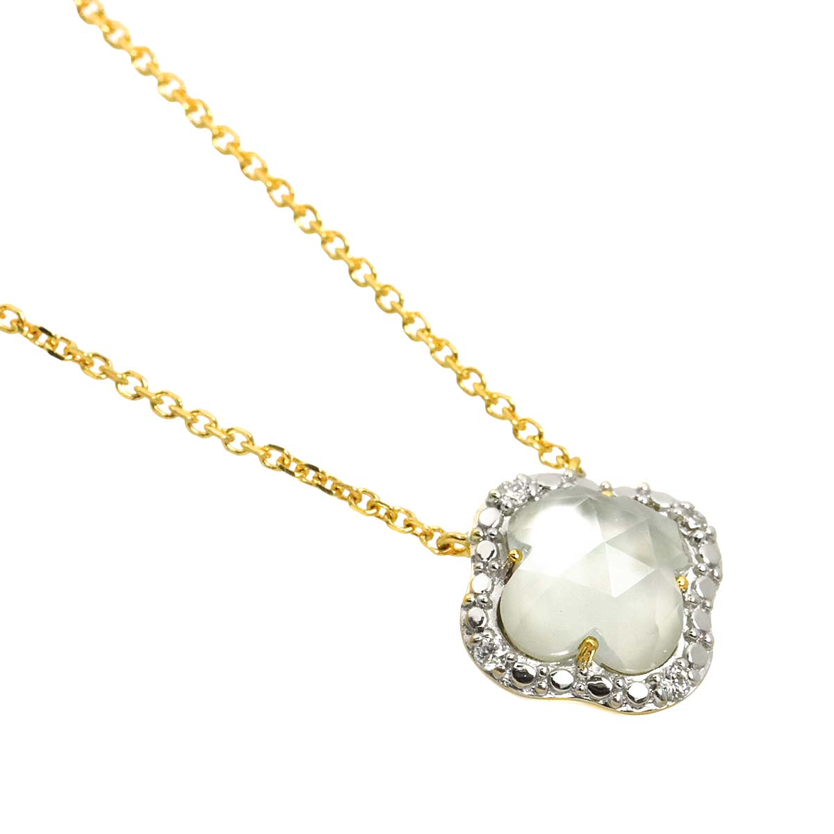 Quartz MOP Necklace 18K Yellow Gold 750