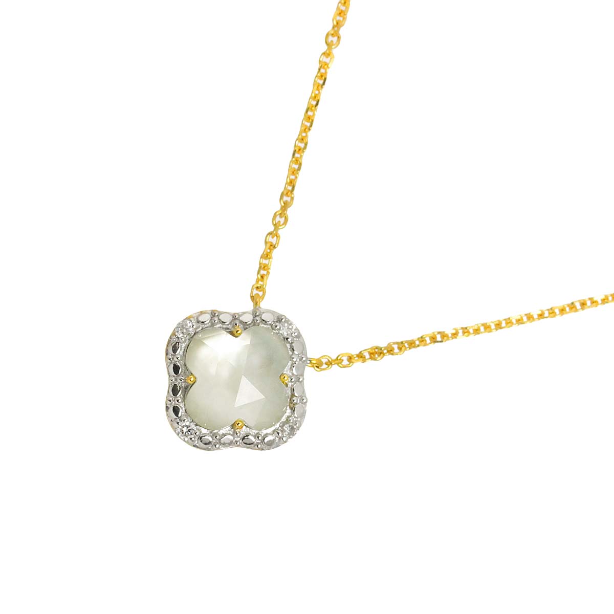Quartz MOP Necklace 18K Yellow Gold 750