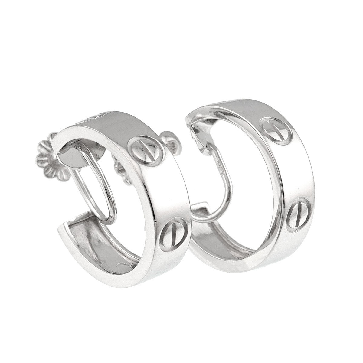 Love Hoop Earrings Clip on 18K White Gold 750