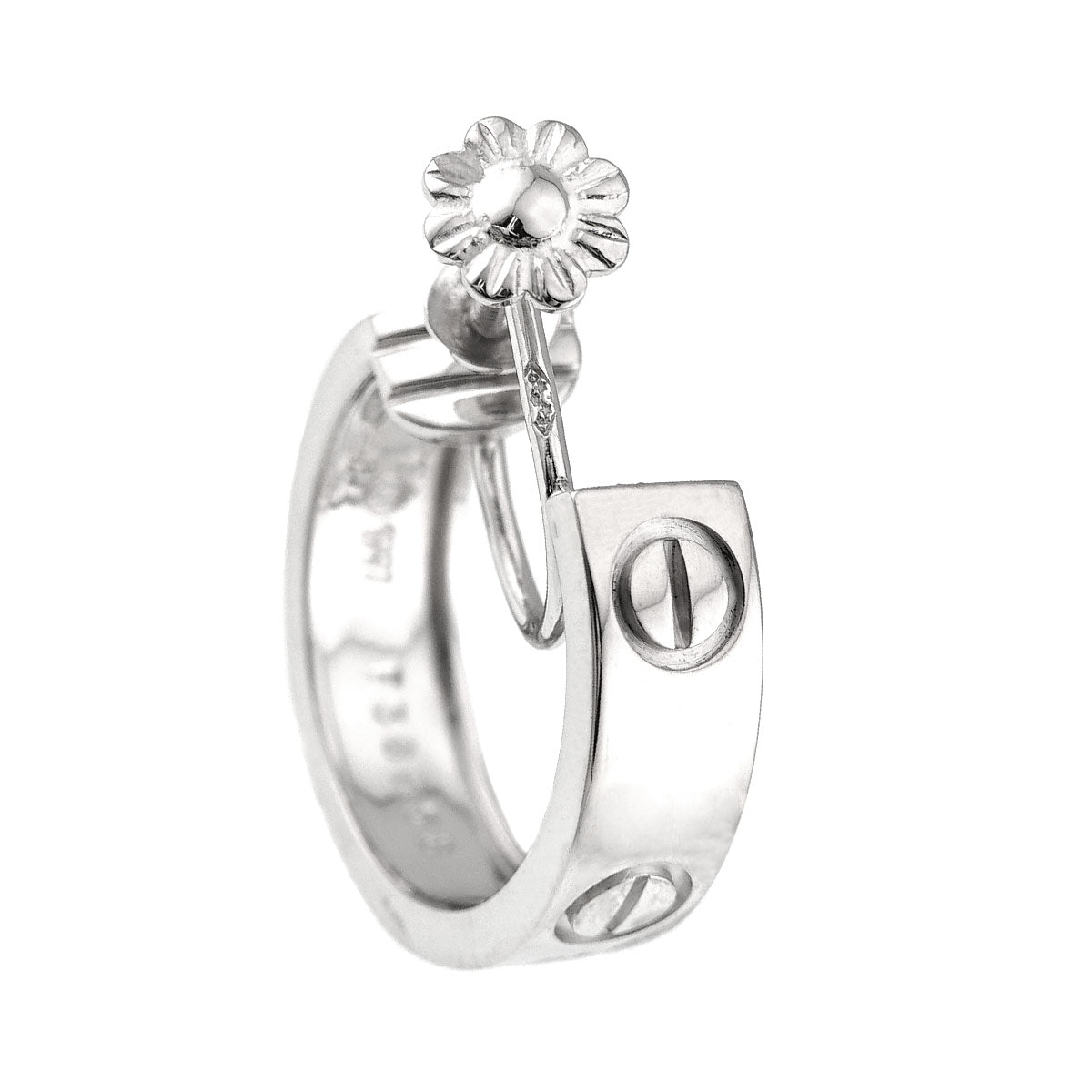 Love Hoop Earrings Clip on 18K White Gold 750