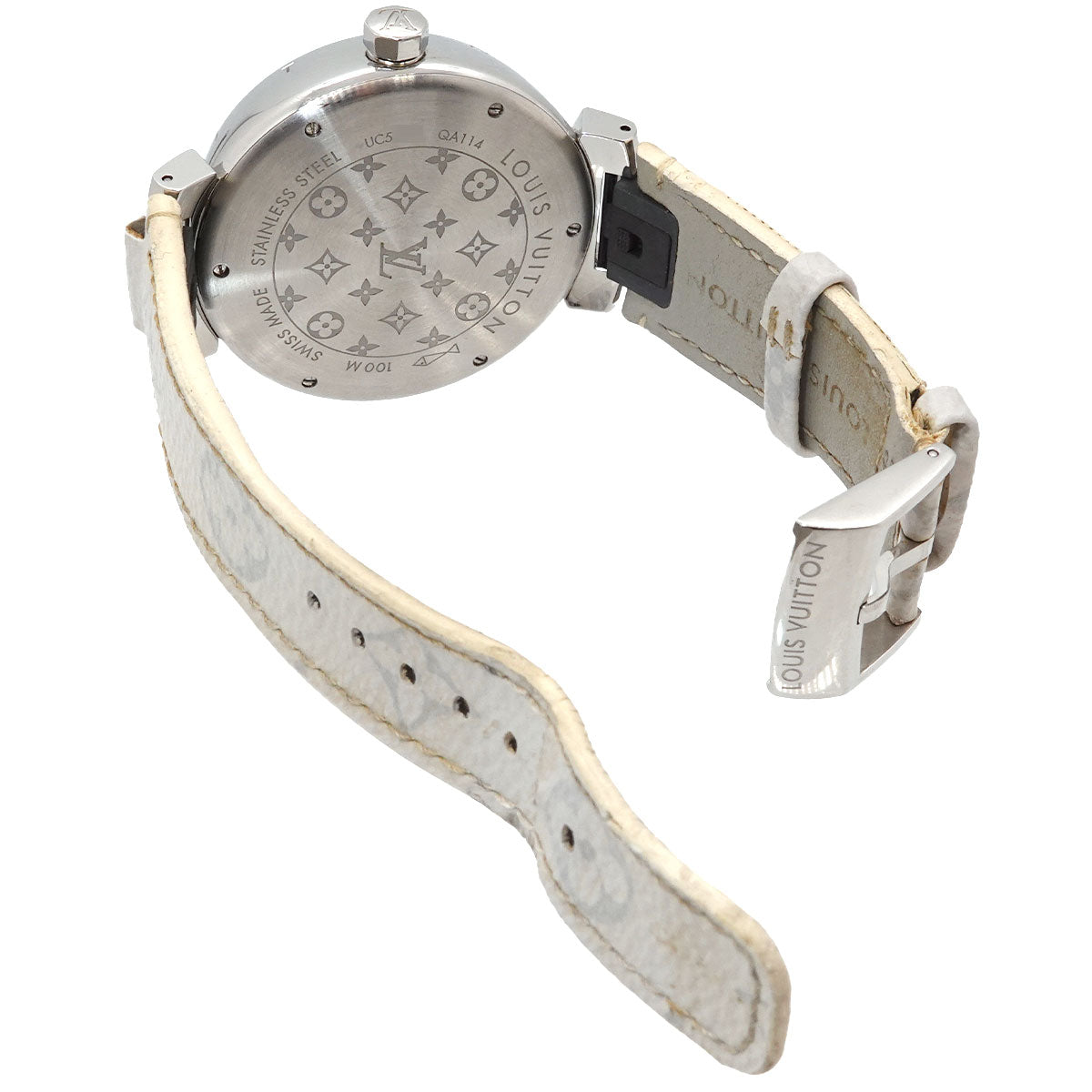 Tambour GM QA114 Quartz Monogram White Dial Mens