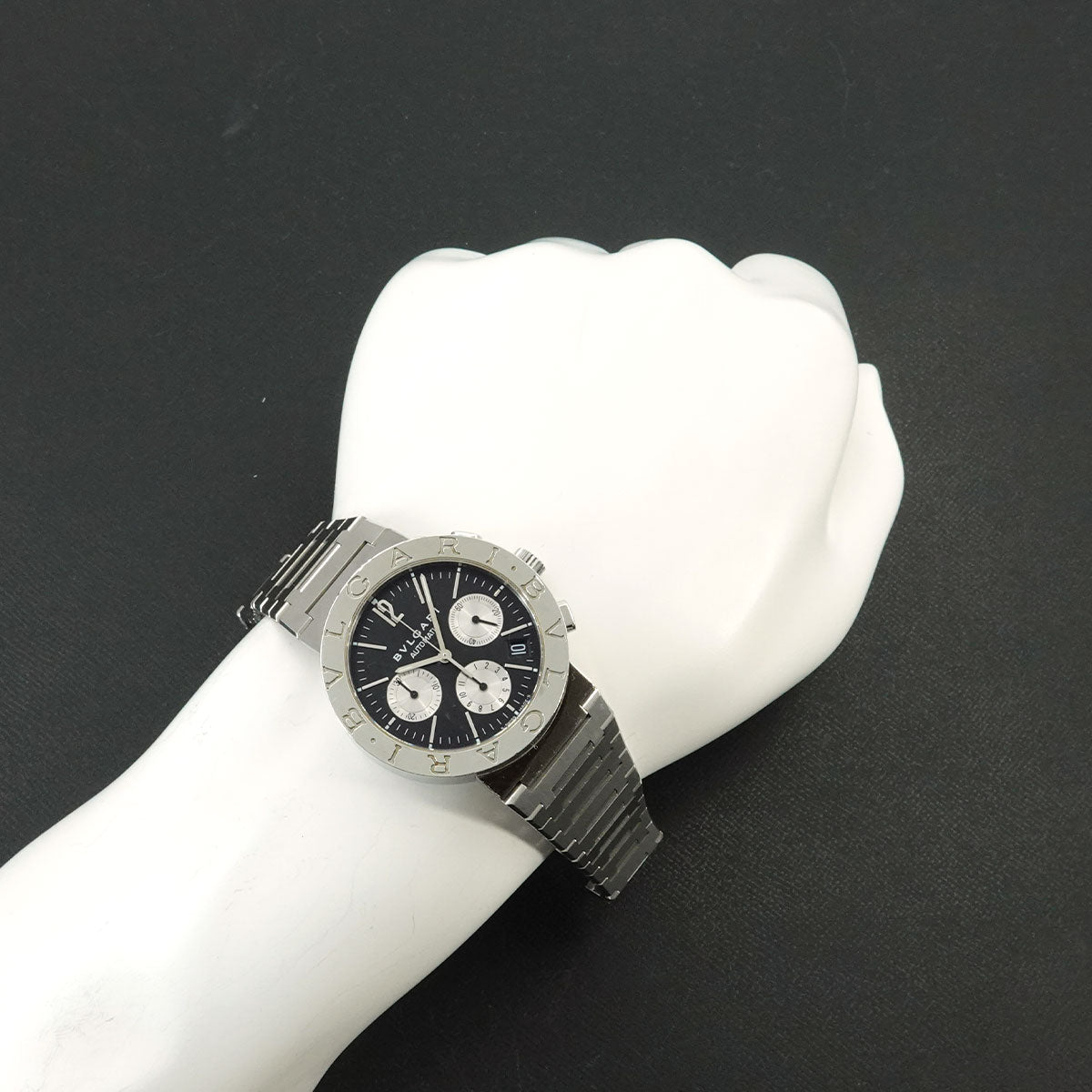BVLGARIBVLGARI BB38SSCH Chronograph Date Black Dial Mens