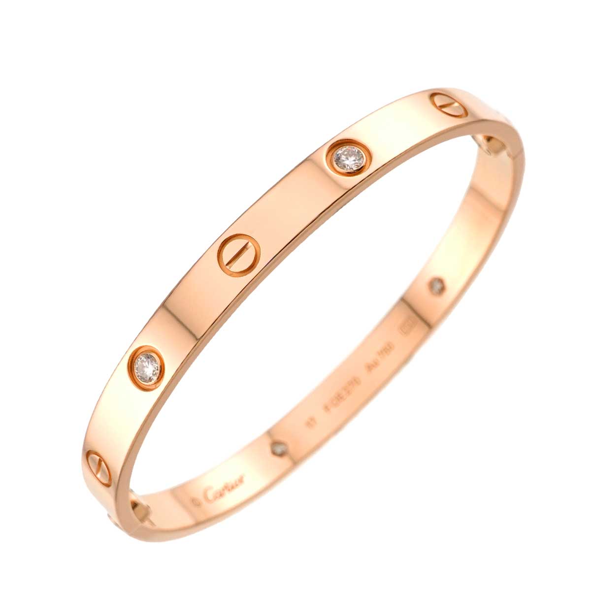 Love Bracelet Bangle Diamond 4P 18K Pink Gold 750 Size17