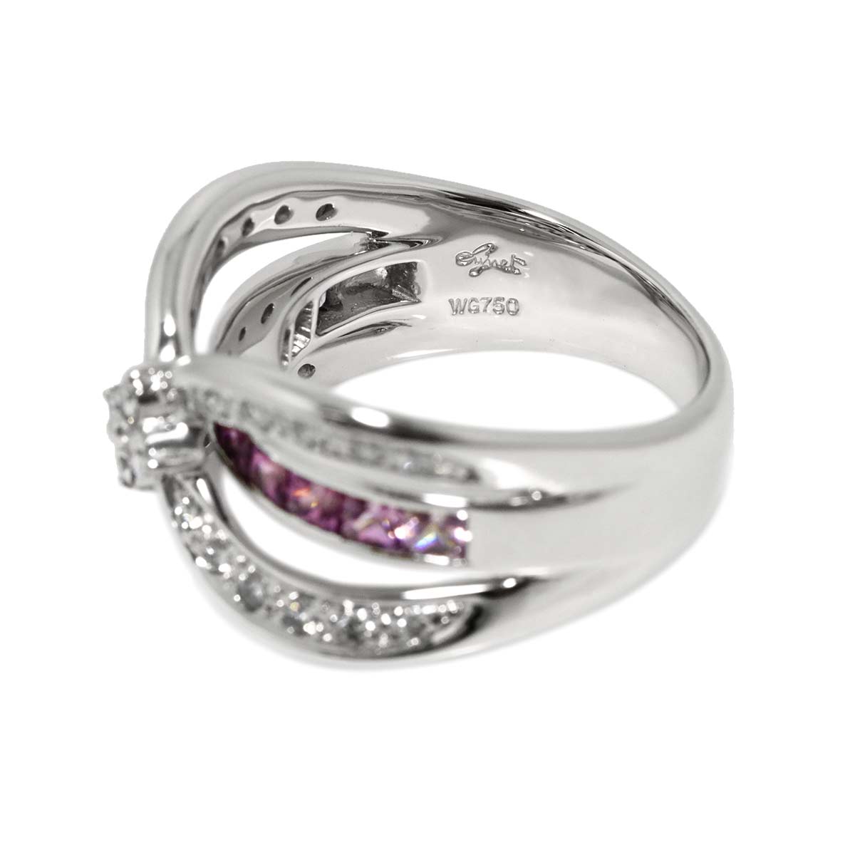 Sapphire 1.22ct Diamond 0.46ct Ring 18K WG 750 Size 6.5-6.75(US)