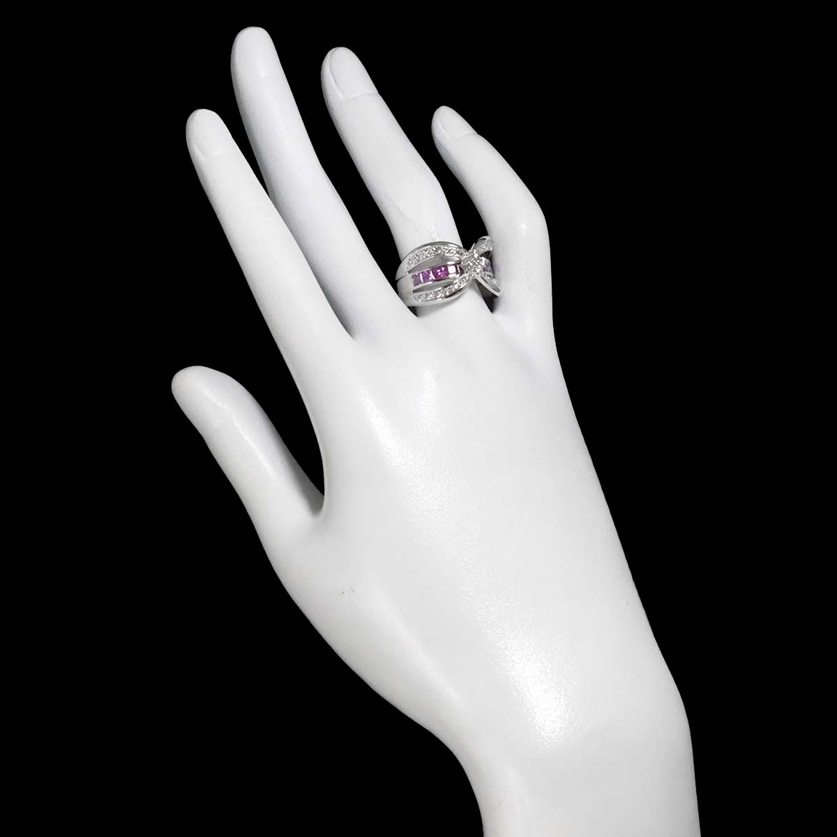 Sapphire 1.22ct Diamond 0.46ct Ring 18K WG 750 Size 6.5-6.75(US)