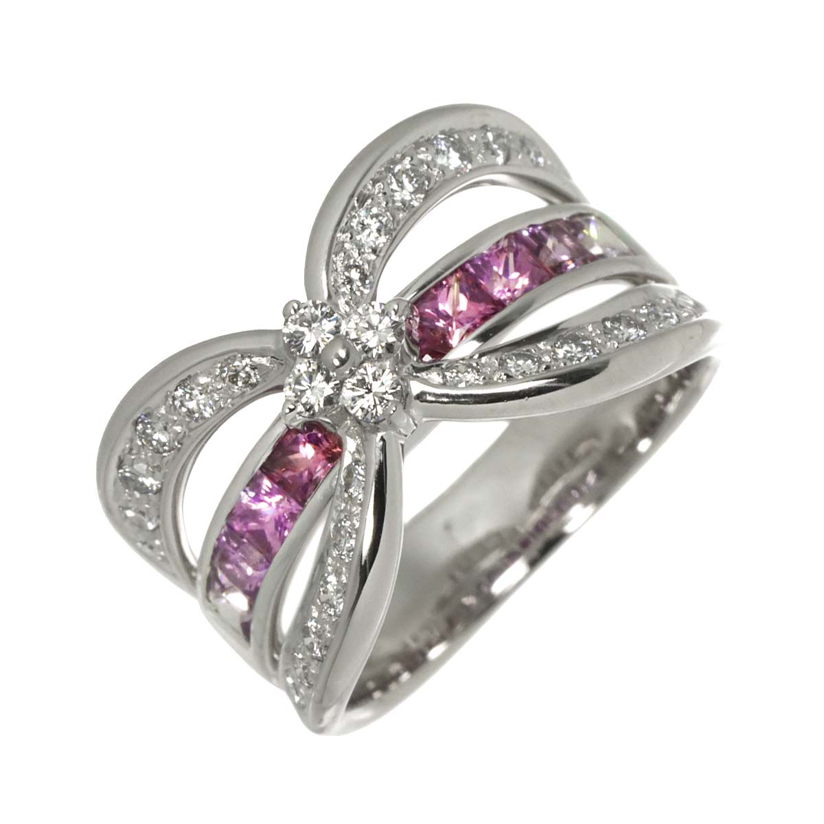 Sapphire 1.22ct Diamond 0.46ct Ring 18K WG 750 Size 6.5-6.75(US)