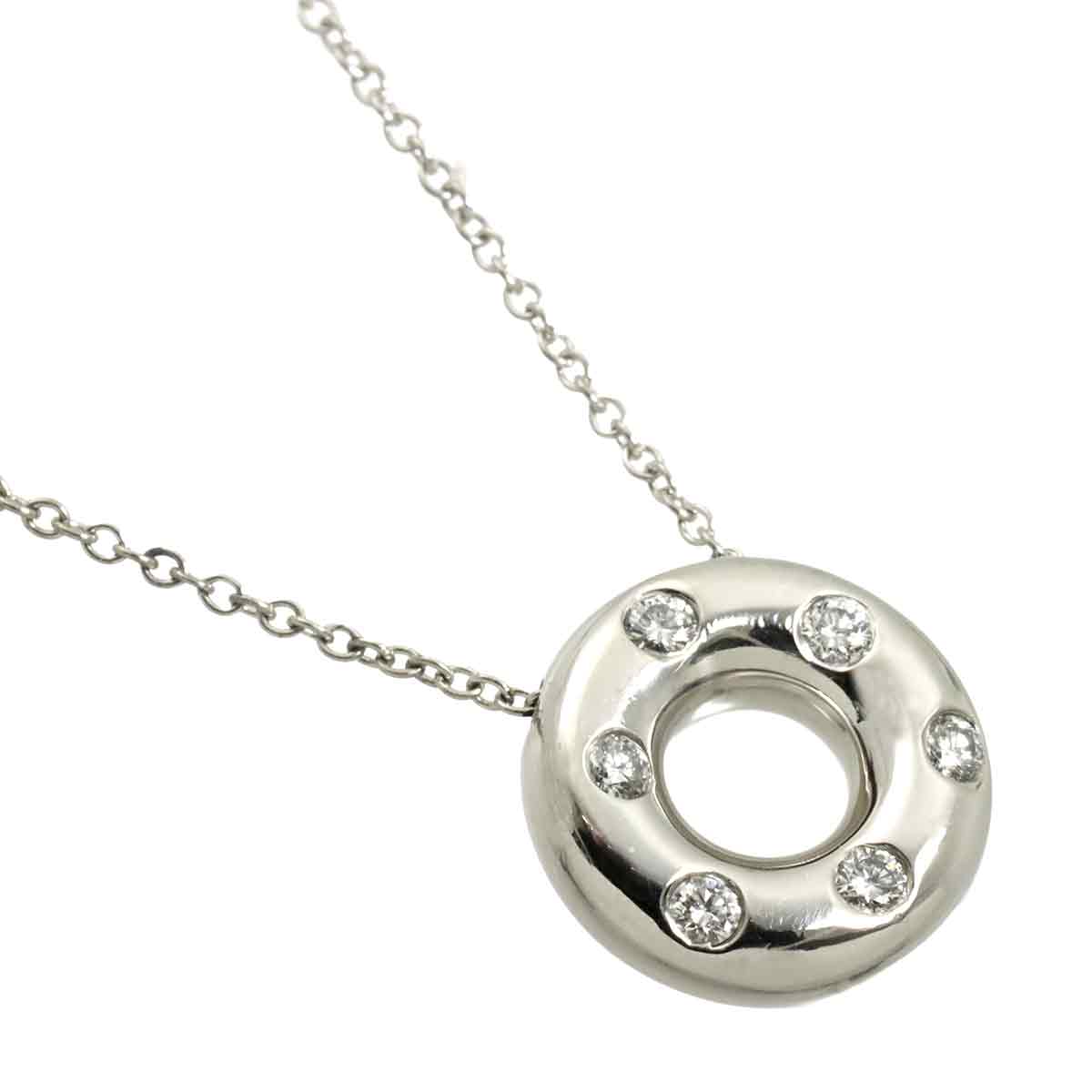 Dots Circle Diamond  Necklace Platinum