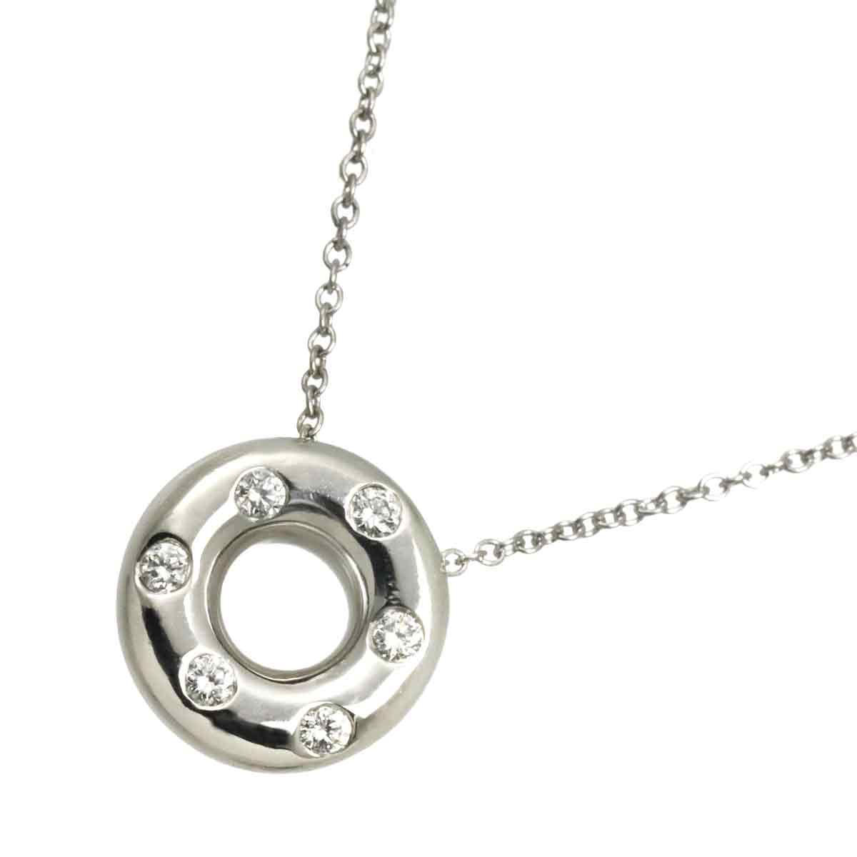 Dots Circle Diamond  Necklace Platinum