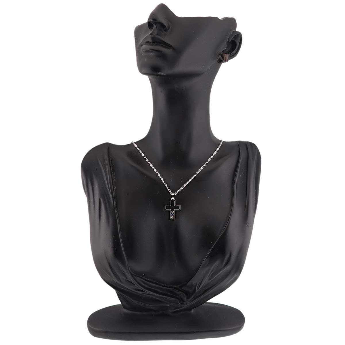 Happy Diamond Sapphire Cross Necklace 18K WG 750