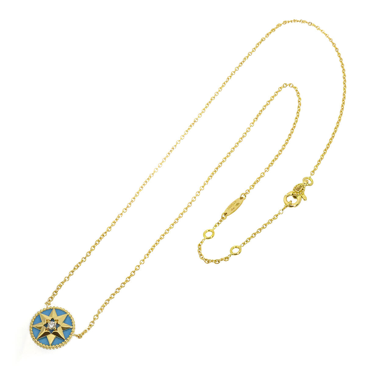 Turquoise Diamond Heart Necklace 18K YG 750