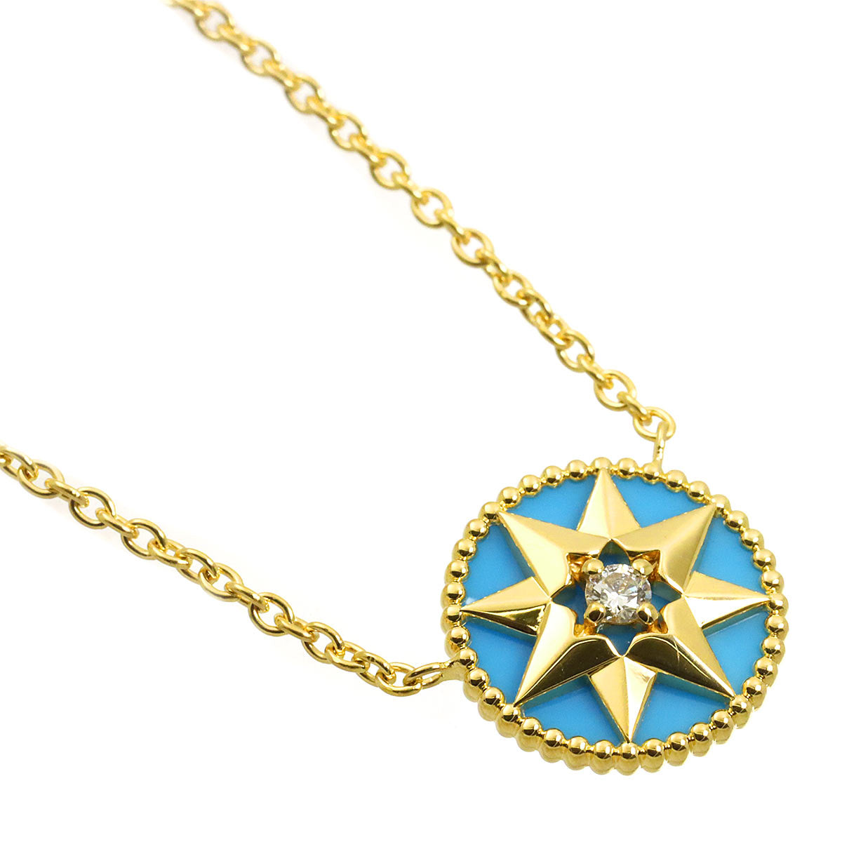 Turquoise Diamond Heart Necklace 18K YG 750